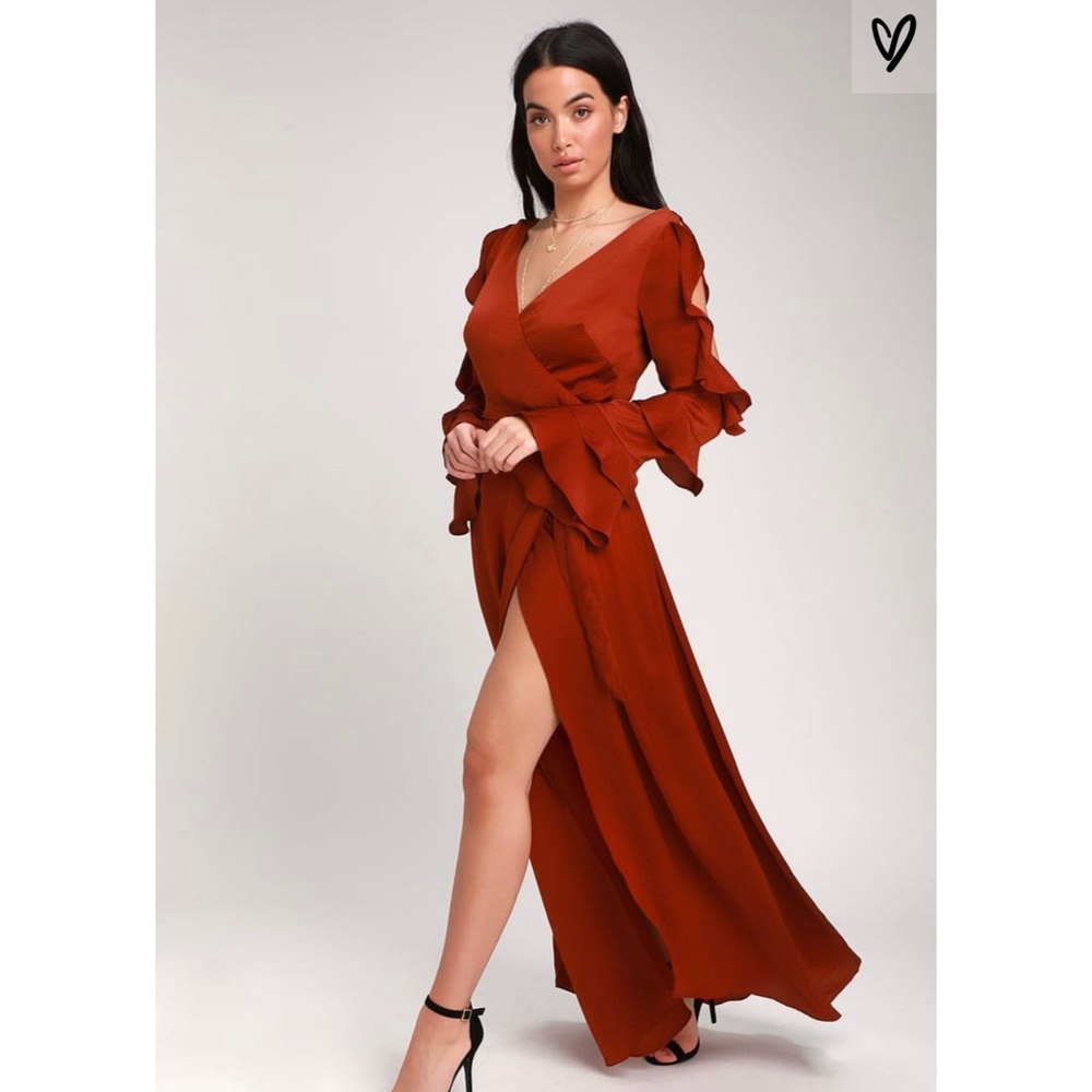 Lulu’s Brick Red Wrap Dress